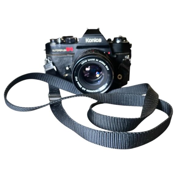 Konica Autoreflex T4 35mm SLR Film Camera w/ Hexanon 50mm F1.7 Lens - Picture 1 of 10